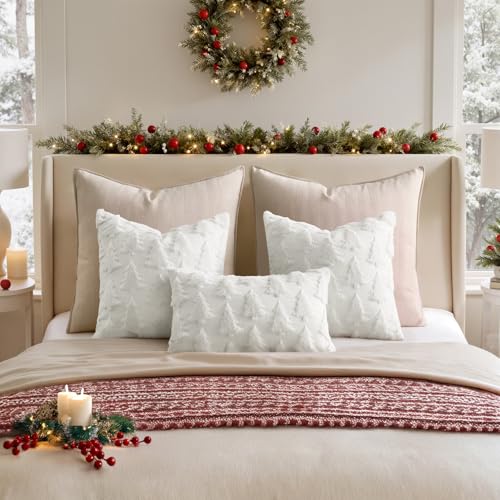 Image of MIULEE Christmas Throw Pillow Covers Pure White Set of 2 20x20