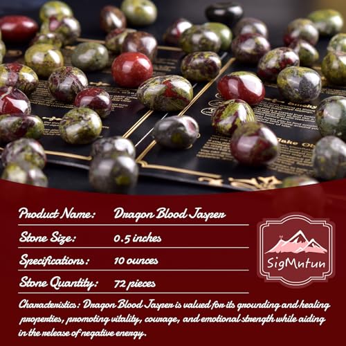 Image of Polished Dragon Blood Jasper Crystals - 72 Pcs, 0.5 inch 10 oz Handpicked Natural Tumbled Gemstones Rocks, Pebbles for Reiki, Chakra, Healing Home Decor