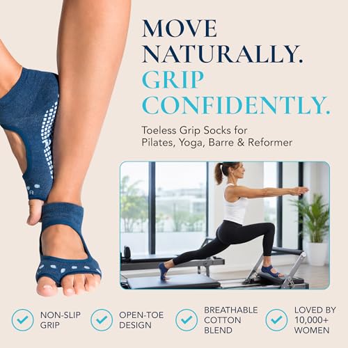Image of Tucketts Allegro Toeless Pilates Socks with Grips for Women, Non-Slip Open-Toe Grip Socks, Yoga, Barre, Dance, Reformer, Home
