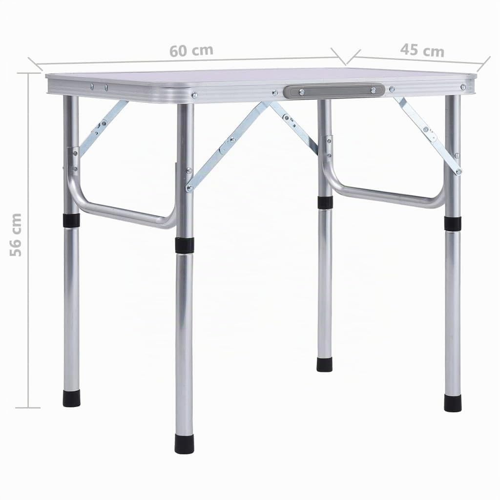 vidaXL Table Pliable de Camping Table Pliable de Jardin Table de Randonnée Table d'Exterieur Table de Pique-Nique Blanc Aluminium 60x45 cm