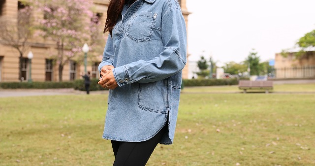 Fazortev Women's Denim Pullover Casual Button V Neck Blouse Loose
