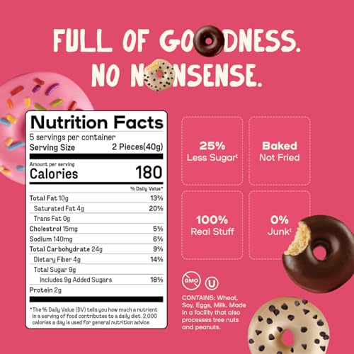 Donutful Variety Mini Donuts, Individually Wrapped Snack Doughnuts with No Artificial Colors, Flavors, Preservatives or Sweeteners, 25% Less Sugar & Clean Ingredients, 30 count — view 2