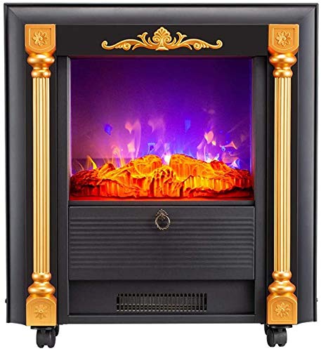 Freistehende elektrische Kaminheizung mit Mantel 27"H tragbarer 3D-Brenner Elektroherd W Holzheizung mit mobilem Nachlauf 2000W Innenheizung