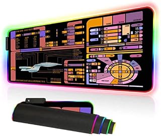 Sci-fi Control Console Display Led Desk Mat, Trekkie Trekker Extra Large Thick Mouse pad for Desk, SciFi Gift Gamer RGB Mousepad Led, Laptop Pad Game Mat, Gaming Computer Accessories Room Decor HG