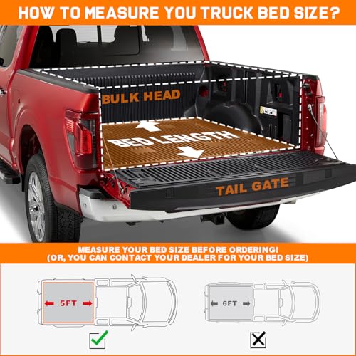 Image of RHOBRA Soft Roll-up Truck Bed Tonneau Cover Compatible with 2016-2023 Toyota Tacoma(Excl. Trail) 5ft Bed, 26.5oz Soft Vinyl Truck Cover, All-Weather Tacoma Tonneau Cover.