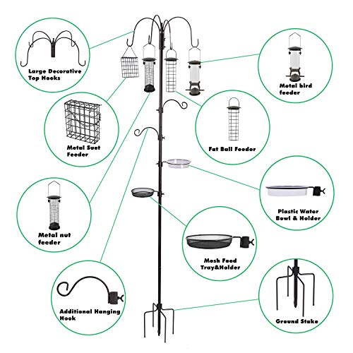 Bird Feeding Station Kit Bird Feeder Pole Wild Bird Feeder Hanging Kit Planter Hanger Multi Feeder Hanging With Metal Suet Feeder Bird Bath For Attracting Wild Birds #TOP5