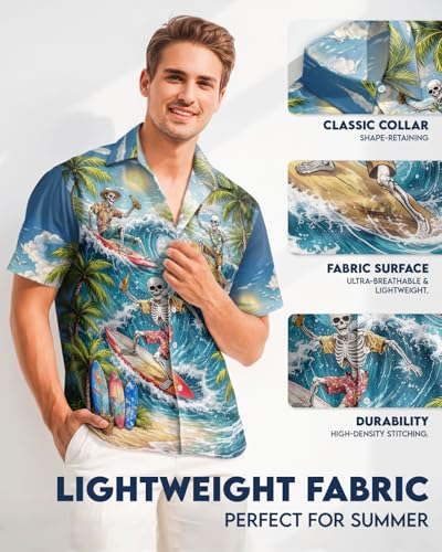 Image of 99TIMORO Fathers Funny Mens Hawaiian Shirt, Movie Button Down Short Sleeve Top, Father Day Summer Gifts