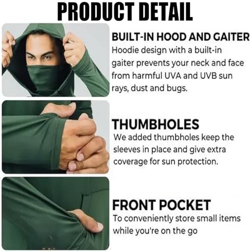 Men's UPF 50+ Sun Protection Hoodie, Long Sleeve Sun Shirt Men, Camisas Manga Larga De Trabajo Para Hombre Construccion4