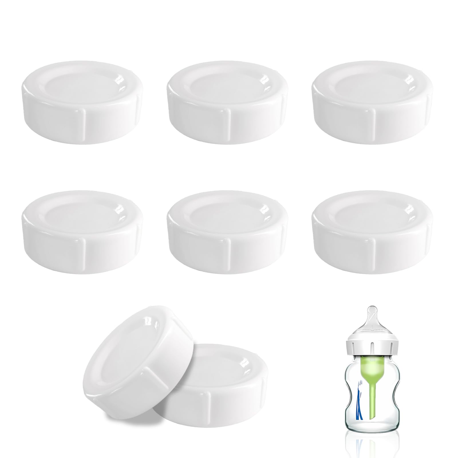 8pcs Wide Bottle Caps Compatible for Wide-Neck Natural Flow Dr Brown Bottles,BPA Free Travel and Storage Baby Bottle Lids Replacement Parts with