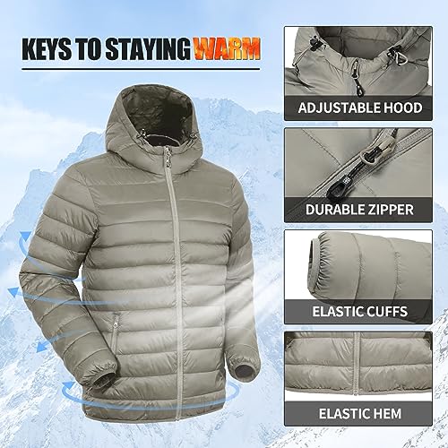 Image of Pioneer Camp Mens Lightweight Packable Puffer Jacket Hooded Insulated Thermal Puffy Winter Jackets for Running Travel