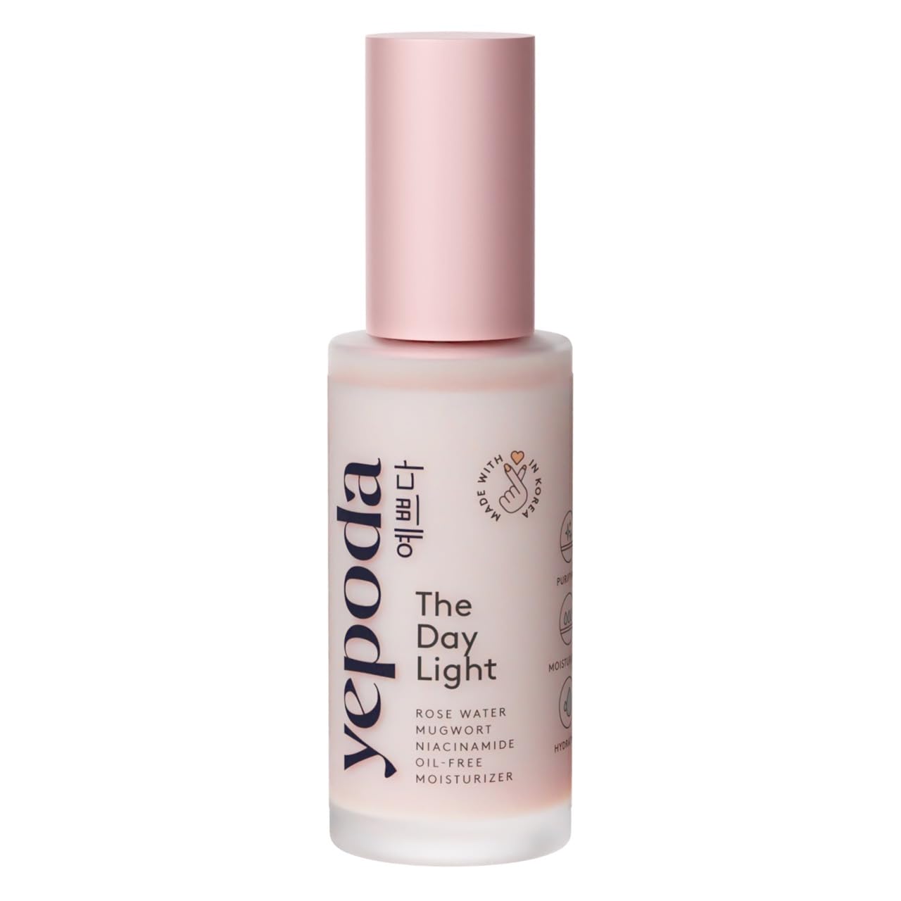 Yepoda The Day Light, Oil-Free Purifying Day Moisturizer with Rose Water, Mugwort & Niacinamide, Hydrating Vegan Korean Facial Moisturizer for All Skin Types, 1.69 FL. OZ. (50 ml)
