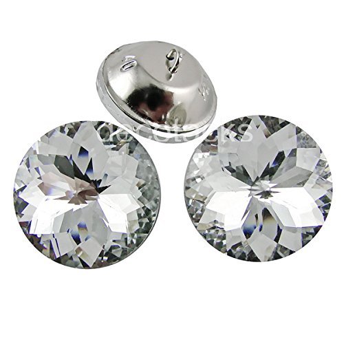 decotacks® 1 inch [25mm] Flower Crystal Upholstery Buttons with Metal Loop Base, 24pcs/pk BTN0725-2