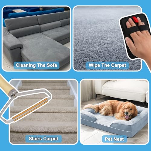 3 in 1 Carpet Rake for Pet Hair Removal, Reusable Pet Hair Remover Broom, 60'' Adjustable Long Handle Dog and Cat Hair Remover Tool Set of 3, Lint Remover Scraper for Carpets, Rugs, Mats, Couch, Car - Image 6