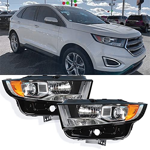 LABLT Headlights Replacement for 2015 2016 2017 2018 Ford Edge SE|SEL|Titanium Halogen Type Projector Headlight Assembly Pair Left+Right Side (Passenger Driver Side)