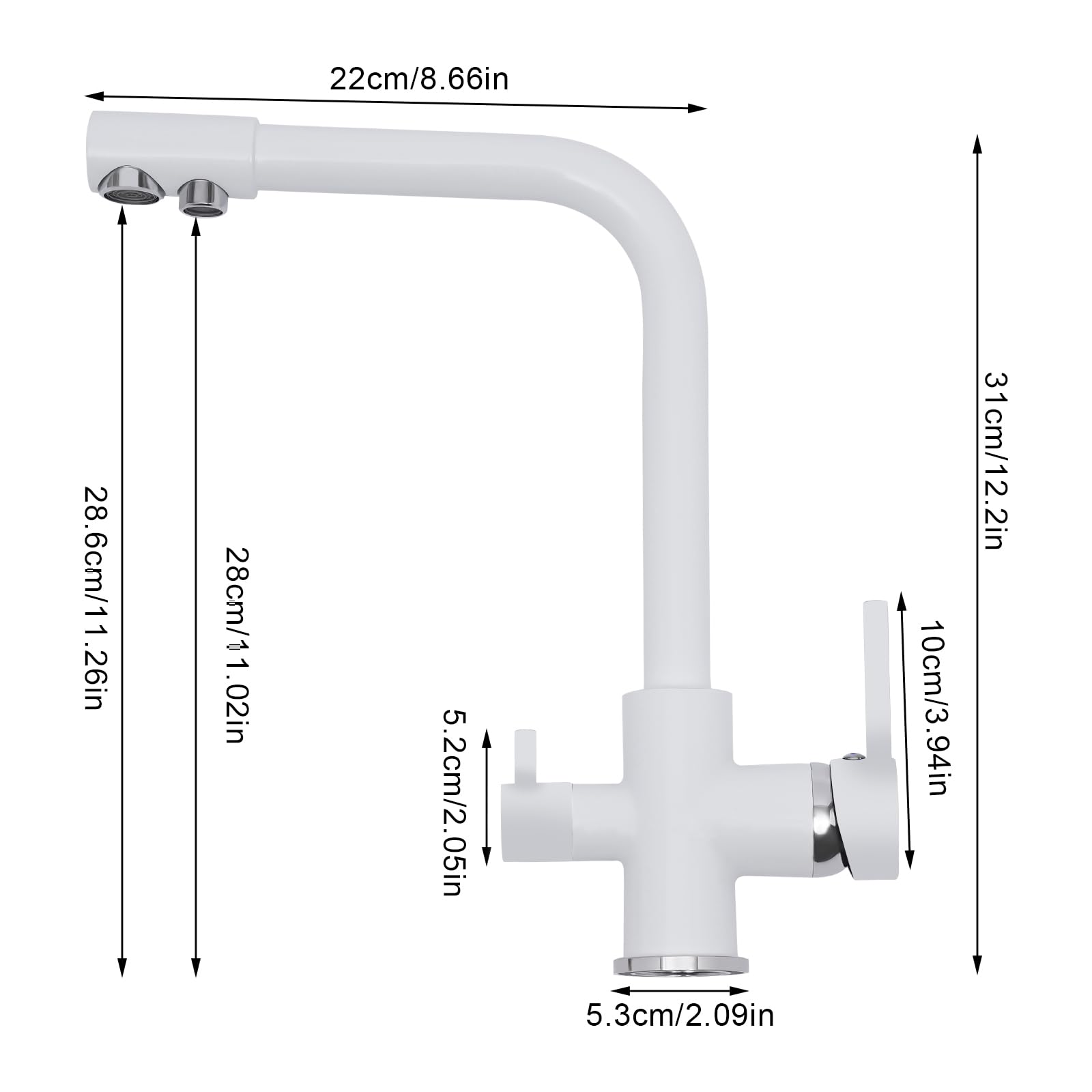 3 Wege Küchenarmatur 360° Drehbar Küchenarmatur Adjustable Temperature Weiß Mischbatterie Trinkwasserhahn Küche Wasserhahn Chrom Küchenarmatur Wasserhahn Wasserfilter Spüle Mischbatterie