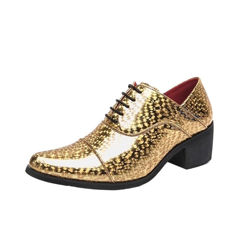 Shiny Gold Formal Shoes for Men Pointed Toe Classic Oxford Shoes Men's Sophisticated Shoes for Wedding & Tuxedo