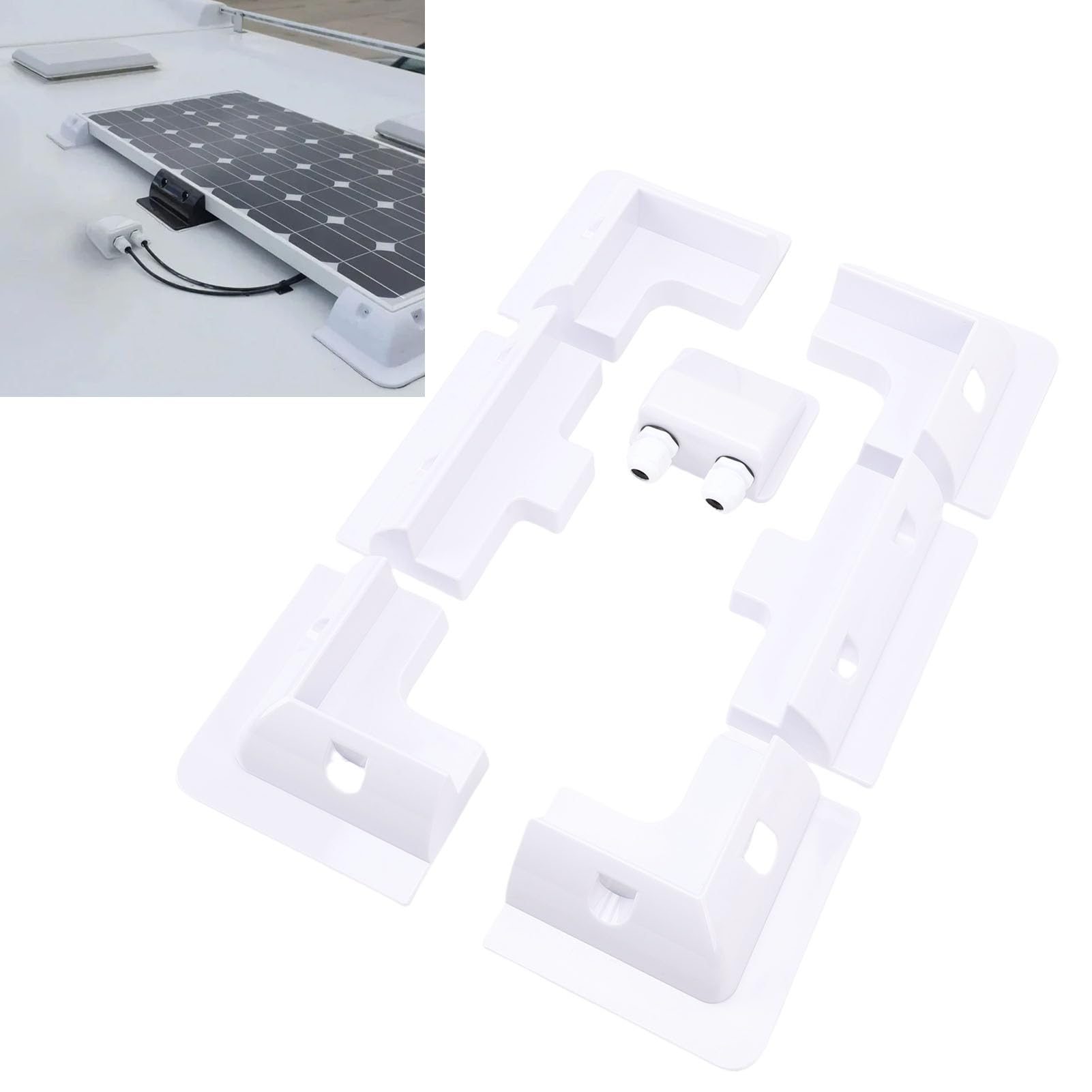 EMUKOEP Set di staffe di montaggio per pannello solare, kit per resistente con staffe angolari in ABS, adatto per veicoli, capannoni, garage, ponti di barche, per tutti i tipi di cavi da 6 mm²