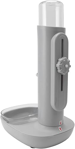 Dispensador de agua para mascotas con tazón de comida, dispensador de agua de altura 16.2 fl oz botella automática de pie para gato perro