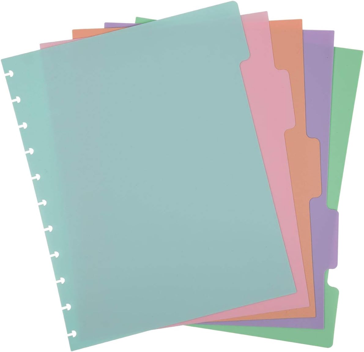 10 Pack Discbound Pocket Dividers - Letter Size Plastic Dividers For 11-Disc Planners - Multi Color