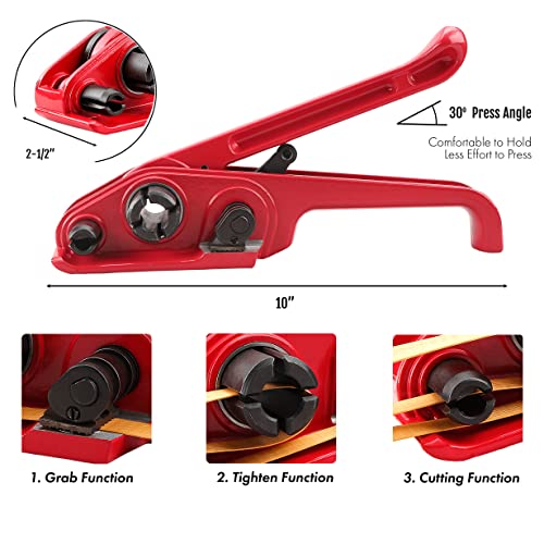 Djsunpacking Banding Strapping Kit Pallet Packaging Strapping Tool Set With 1000' Length X 1/2 Inch Wide Pp Strapping Banding,100 Metal Seals thumb #2