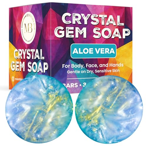 Crystal Gem Soaps (Aloe Vera) - Handmade Soap Bars with Beautiful Designs - Bar Soap for Sensitive Skin Moisturizing - Nature-Inspired Bath Soap & Hand Soap for Skin Care - Gifts for Women (Pack of 2)