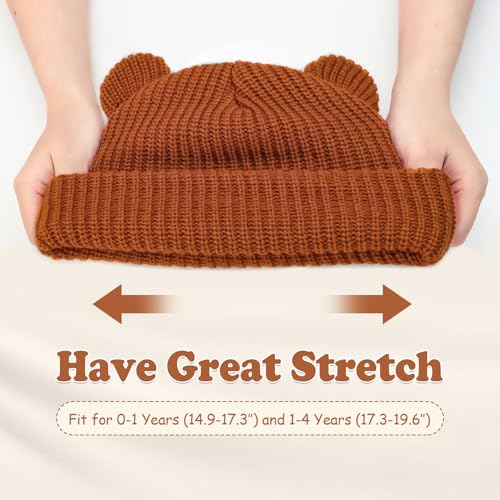 Toddler Boy Winter Hat Baby Knit Beanie Girl Warm Hats Kid Bear Ear Beanies for Cold Weather3