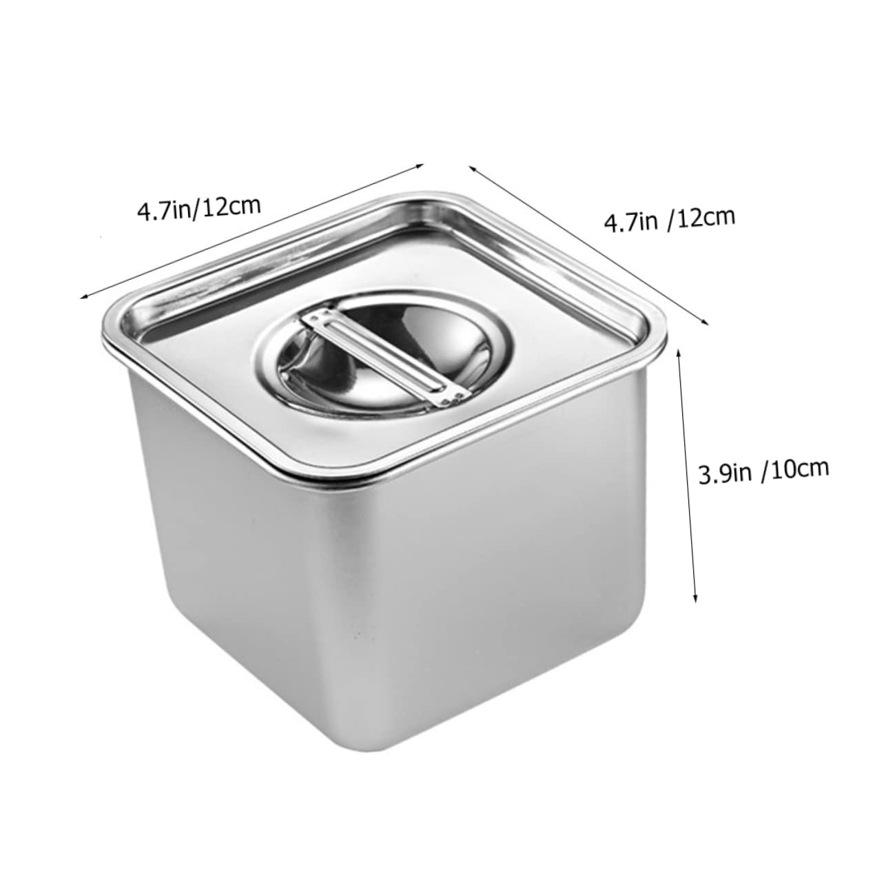 GRIRIW Stainless Steel Taste Cup Bar Condiment Tray with Lid Spice Container Versatile Seasoning Pot Condiment Organizer Chafing Dish Pans Spices Bottle Sugar Container Chain Can Silver