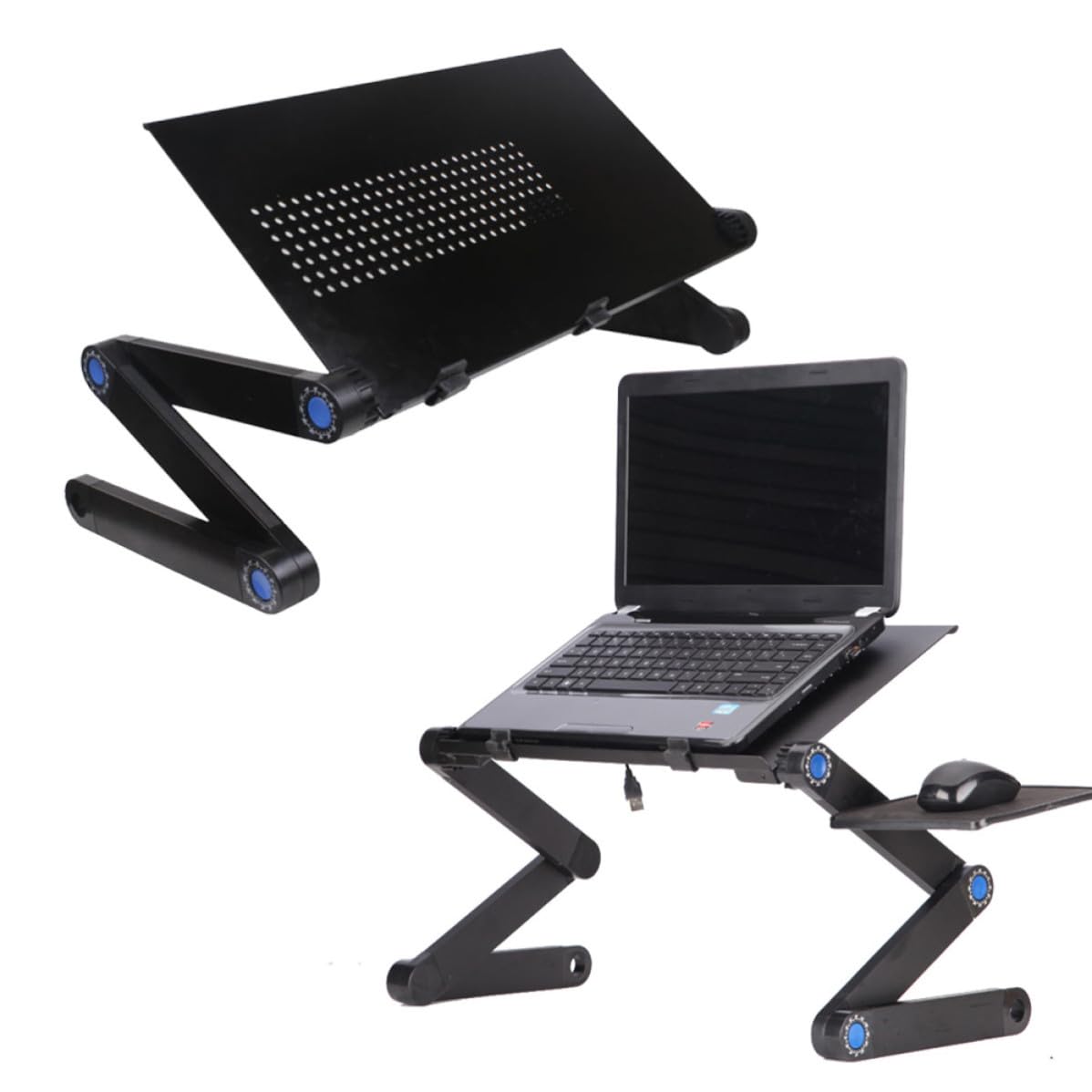 Supporto Notebook da Scrivania Pieghevole Regolabile in Metallo Nero