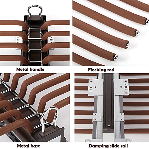 Myoyay Pull Out Trousers Rack 22 Arms Steel Pull Out Pants Rack Pants Hanger Bar Clothes Organizers For Closet For Space Saving And Storage Maximum Load 33Lbs Beige 23.4X18X5.7Inch #TOP5