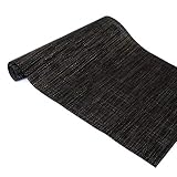 CAIT CHAPMAN HOME COLLECTION Texture Design Woven PVC Rectangular Heat Insulation Texteline Table Runner (Black)