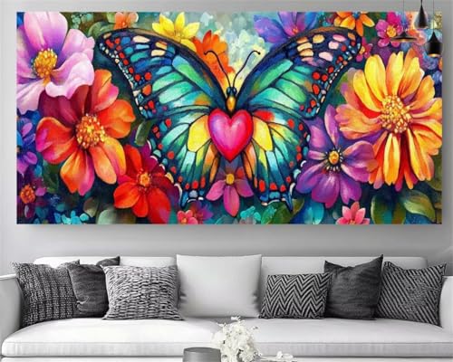DIY peinture diamant 5D salon grand format 70x210cm pour une décoration fleurie