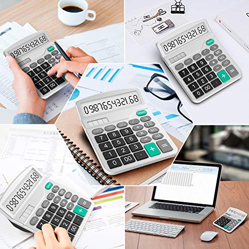 Calculator, Splaks 4 Pack Standard Functional Desktop Calculator Solar and AA Battery Dual Power Electronic Calculator with 12-Digit Large Display (2 Basic Black& 2 Updated Silver)