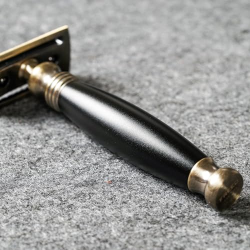 FREED-Bronze-Series-Double-Edge-Safety-RazorAluminum-alloy-material-with-10-Japanese-6cr13-Stainless-Steel-Bladeits-the-best-gift-for-men-fathers-or-birthday-Black