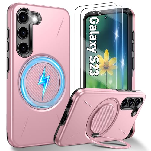 Coque antichoc Galaxy S23 compatible MagSafe à béquille intégrée et film HD