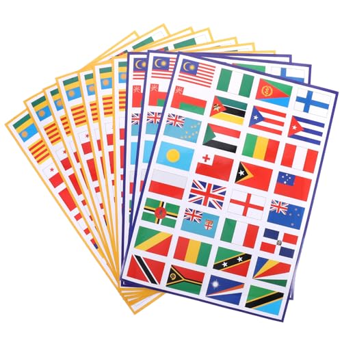 AMUSLESUR 10 Hojas Pegatinas Adhesivas Banderas del Diseños para Cuerpo y Decoración Copa Países