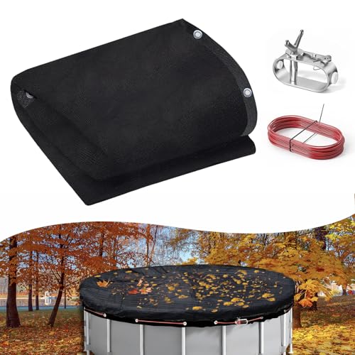 Mesh Leaf Net Pool Cover for 30 Ft Round Above Ground, Heavy-Duty Round Swimming Pool Leaf Net Cover With Winch & Cable For Leaves And Debris, 0.07in Dense Mesh Pool Cover，Pool Leaf Netting Size:34 FT