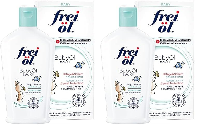frei öl BabyÖl, essbar, 100% natürliche Inhaltsstoffe; begleitend bei Neurodermitis (Babys, Kinder, Erwachsene), parfümfrei, schützt vor Wundwerden, von Hebammen empfohlen, vegan, 140 ml