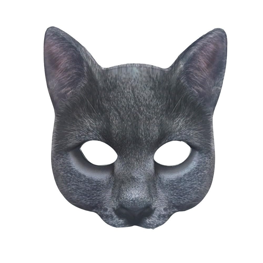 Hosfairy1Pcs Halloween Half Face Cat Mask Animal Cat Mask for Halloween Christmas Easter Novelty Costume Party Accessory（Style A）