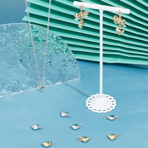 Beebeecraft 1 Box 10Pcs 2 Colors Heart Charms 18K Gold & Platinum Plated Puff Tiny Love Shape Valentine Dangle Pendants Charm with Jump Ring for DIY Mother's Day Jewellery Making (10x10mm) - Image 4