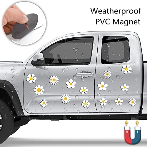 Fridge Magnets, Car Magnet Decorations Magnetic Daisy Flower Decals, Daisy Flower Cutout Magnet For Car Home Wall Whiteboard Refrigerator + 100 Sheets/Self-Stick Note Pads (Hexagonal) #TOP2