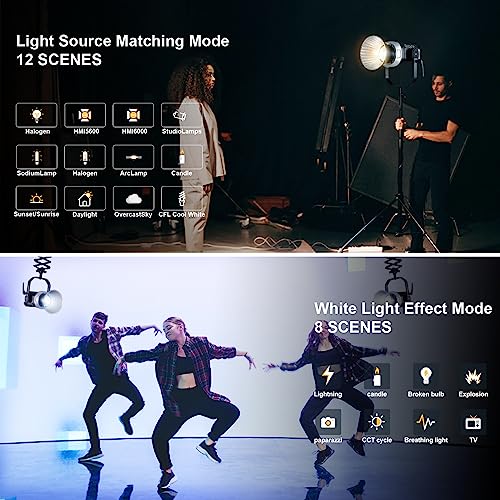 Image of GVM Great Video Maker 600W LED Light, Photography Lighting with APP /DMX Control, 2700-6800K Bowen Mount Continuous CRI 97+ 12 Scenes for, 128000lux /1m Studio Lights Recording Filming