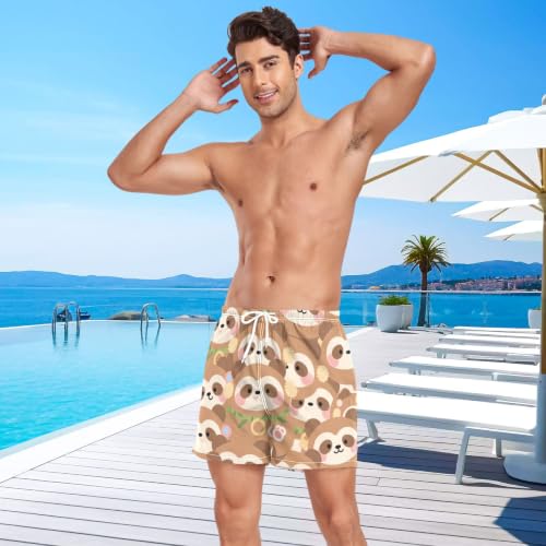 Bañador corto para hombre que evita rozaduras por humedad en divertido marrón 3
