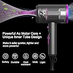 Slopehill Professional Ionic Hair Dryer, Powerful 1800W Fast Drying Low Noise Blow Dryer with 2 Concentrator Nozzle 1 Diffuser Attachments for Home Salon Travel - Image 2