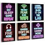 Drsoum Video Gamer Room Decor for Boys Framed Gaming Wall Art Neon Game Wall Posters 8'x10' Teenage Boy Room Decor (Framed)