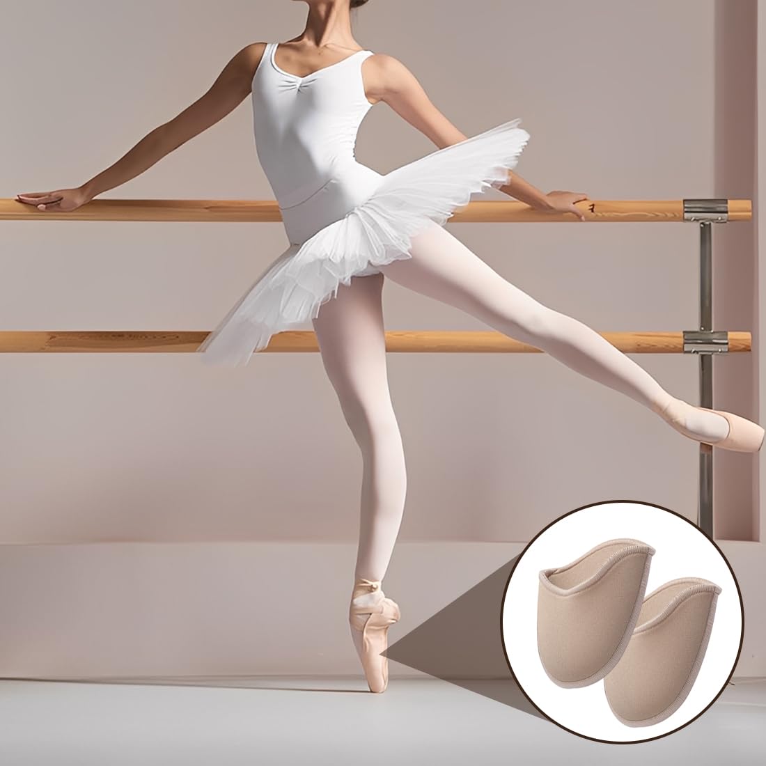 1 pares protectores de dedos pie de ballet, cubiertas de tela para dedos del pie, almohadillas para los dedos del pie en punta, cojines suaves para mujeres, Ballet Toe Pads Almohadillas largo