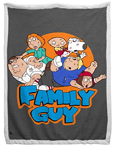 Jay Franco Family Guy Family Portrait Sherpa Back Blanket - Measures 60 x 90 inches, Bedding Features The Griffin Family - Fade Resistant Super Soft (Official Family Guy Product)