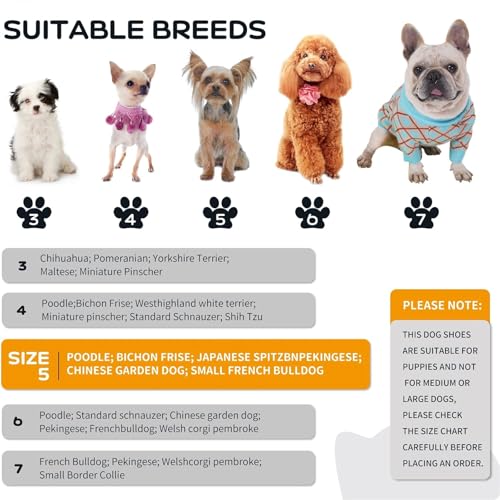 4PCS Hundeschuhe,Hundeschuhe Pfotenschutz,Schneestiefel für Hunde,Geeignet für Kleine und Mittelgroße Hunde, rutschfest und Warm Im Winter, Geeignet für Outdoor-Aktivitäten (Schwarz 5)