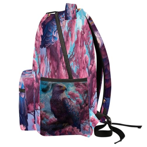 Sac à dos ordinateur portable avec imprimé floral arbre et aigles grande capacité - 4