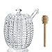 kanpura Crystal Honey Jar with 2 Dippers, Glass Dispenser Honey Pot Containers,Honey Dipper Stick and Jar Set,Handmade Beehive Honey Jar with Dipper(9oz)