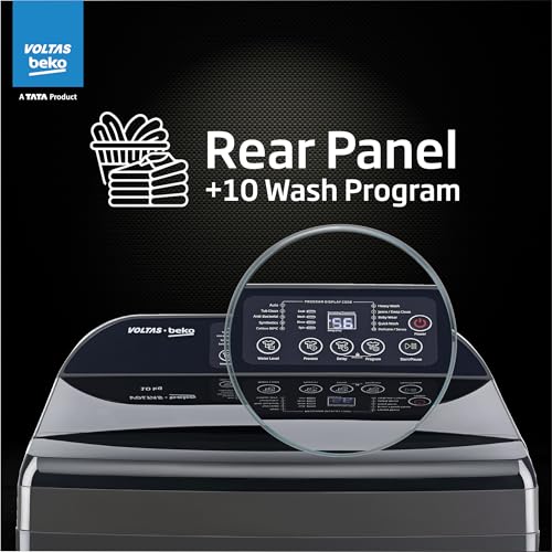 Image of Voltas Beko, A Tata Product 8 Kg 5 Star Fully-Automatic Top Loading Washing Machine with Anti-Bacterial wash (WTL8006UEAH1 / OBS3060, Dark Grey, In Built Heater)